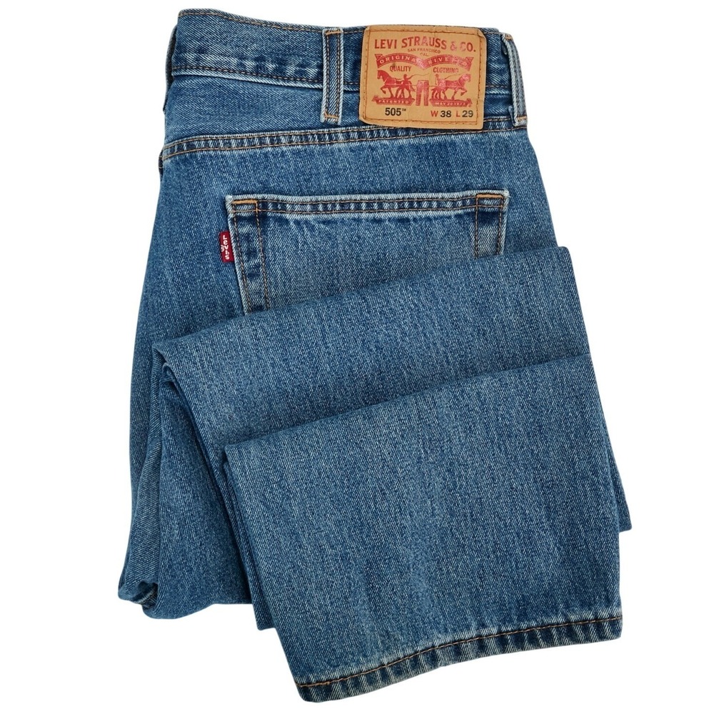 Levi's 505 Jeans Mens 38x29 Blue Regular Fit‎ Straight Leg Denim (Fits 37x27.5)